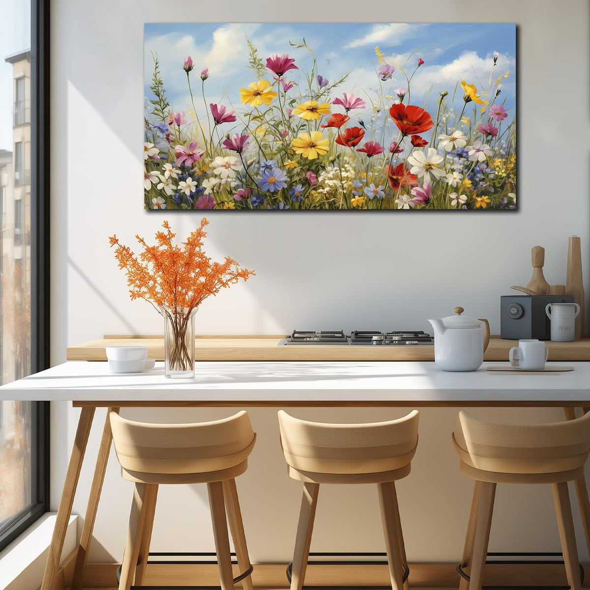 MDHKVPM Arte de Lienzo de Flores para Pared de Oficina para Mujeres...