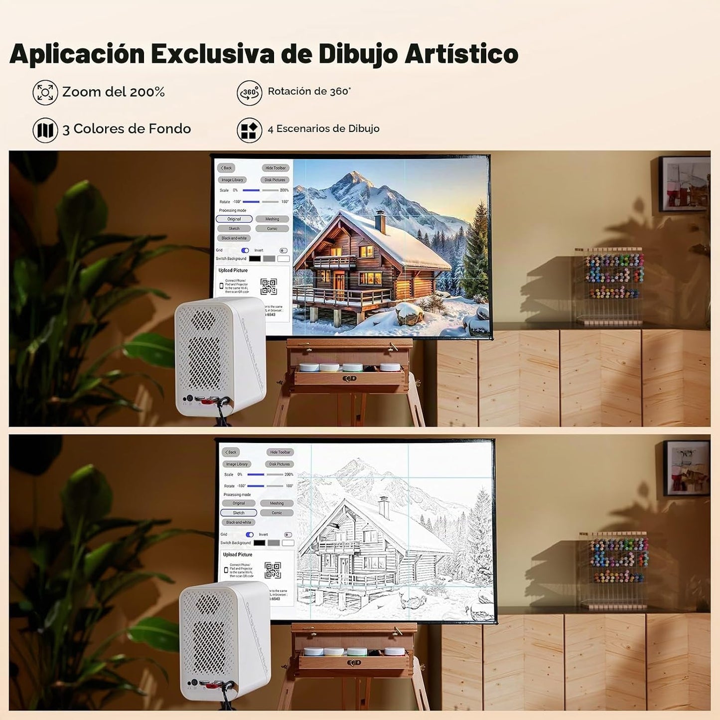 Caydo Proyector de arte P1 para artistas, aplicación de dibujo excl...