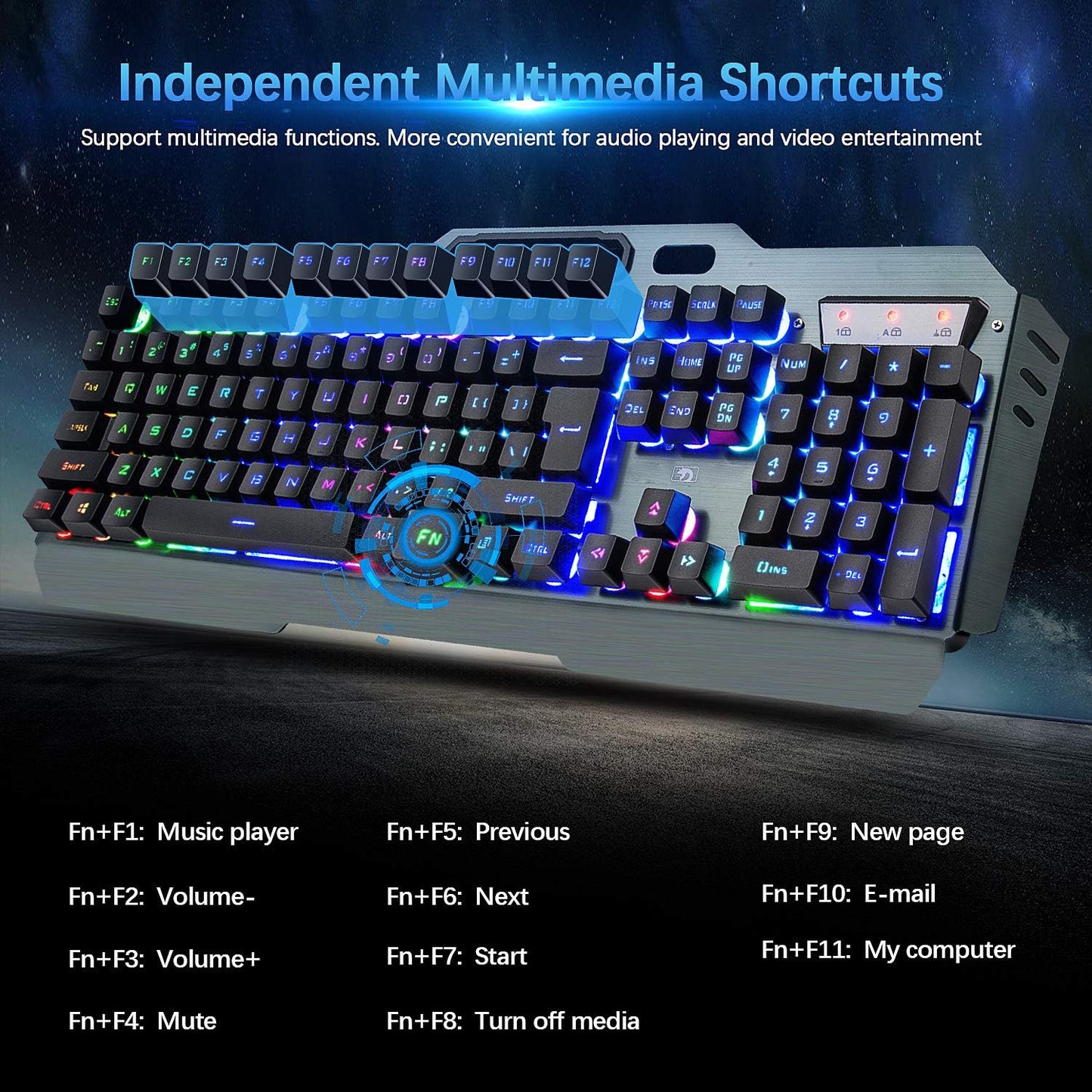 Teclado y ratón recargables, tapa para tecla suspendida.