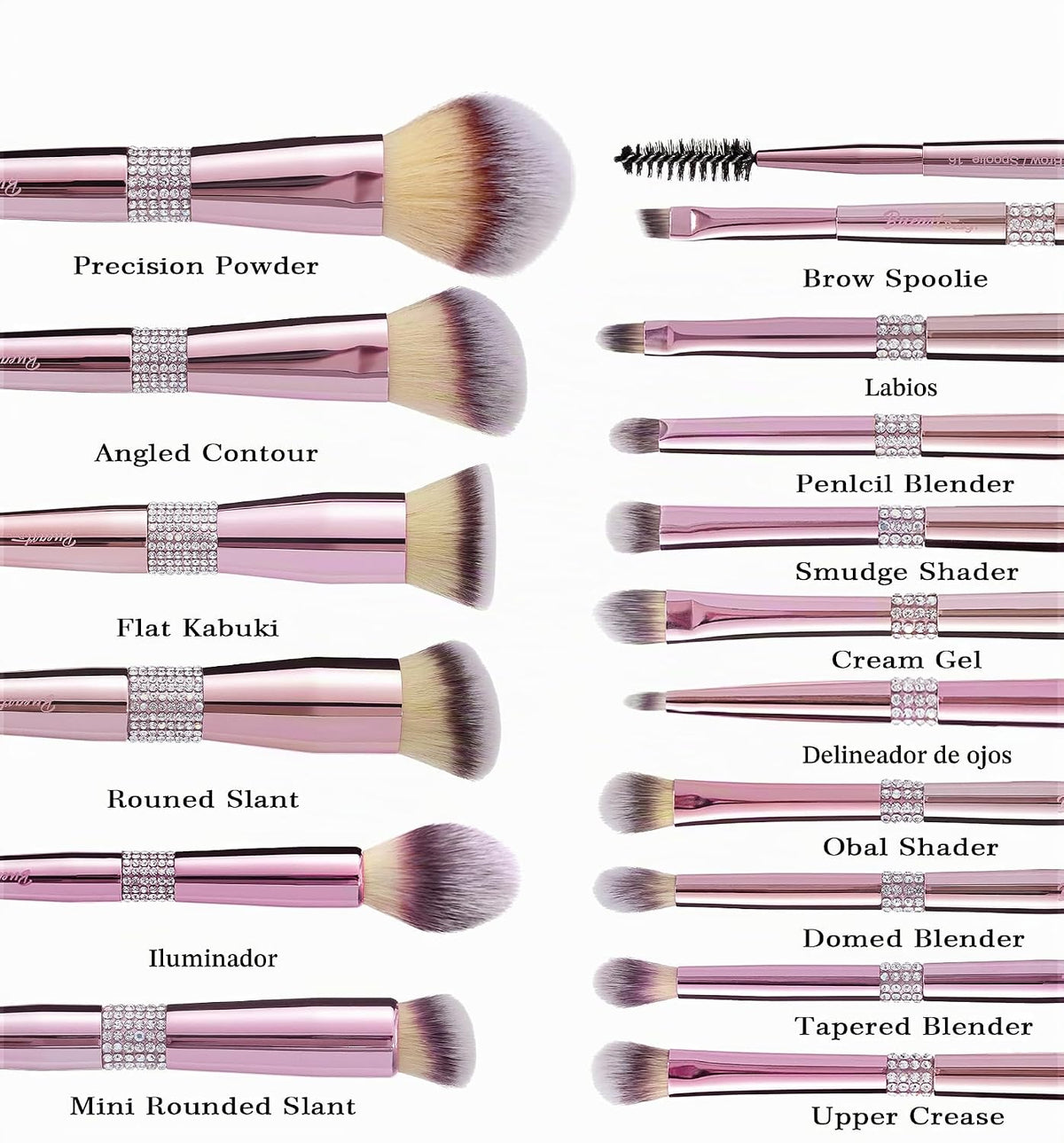 Bueart Design Juego de 16 brochas de maquillaje con elegante estuch...