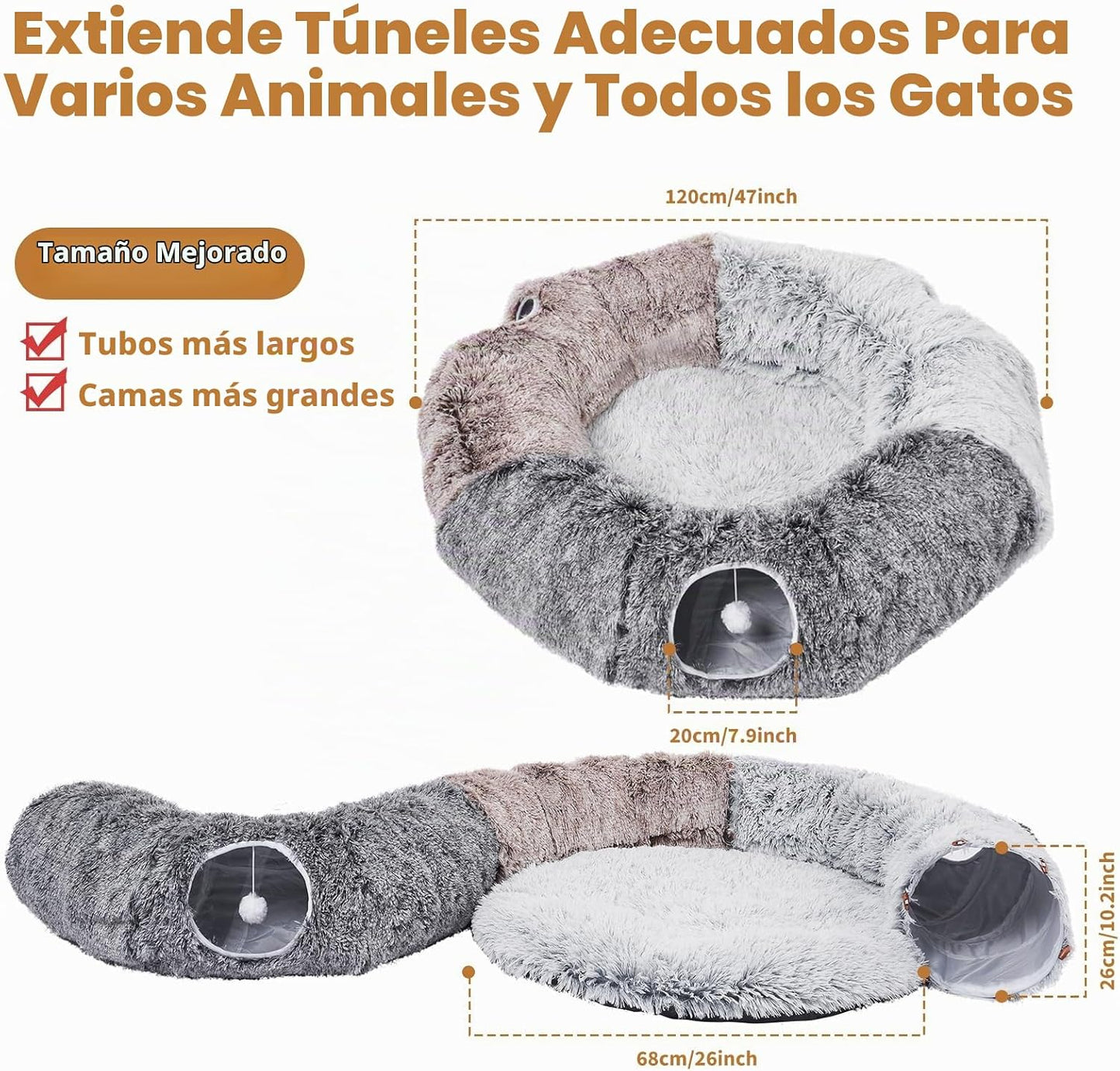 Odoland Túneles Grandes para Gatos de Interior Cama Esponjosa y Cál...