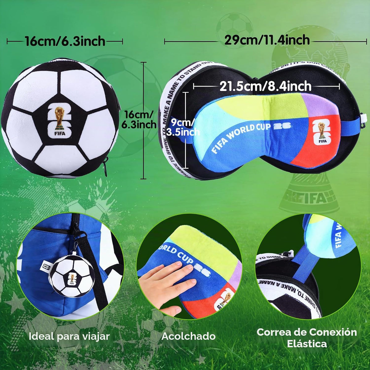 MESUCA Almohada de viaje de la Copa Mundial de la FIFA 2026 con más...
