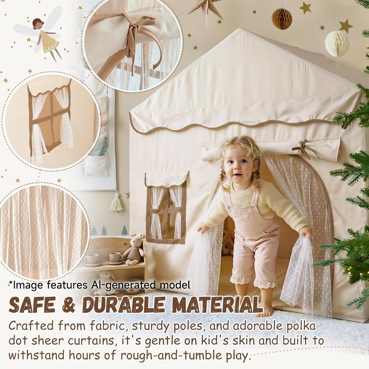 Tienda de campaña para niños con doble puerta castillo de juegos pa...