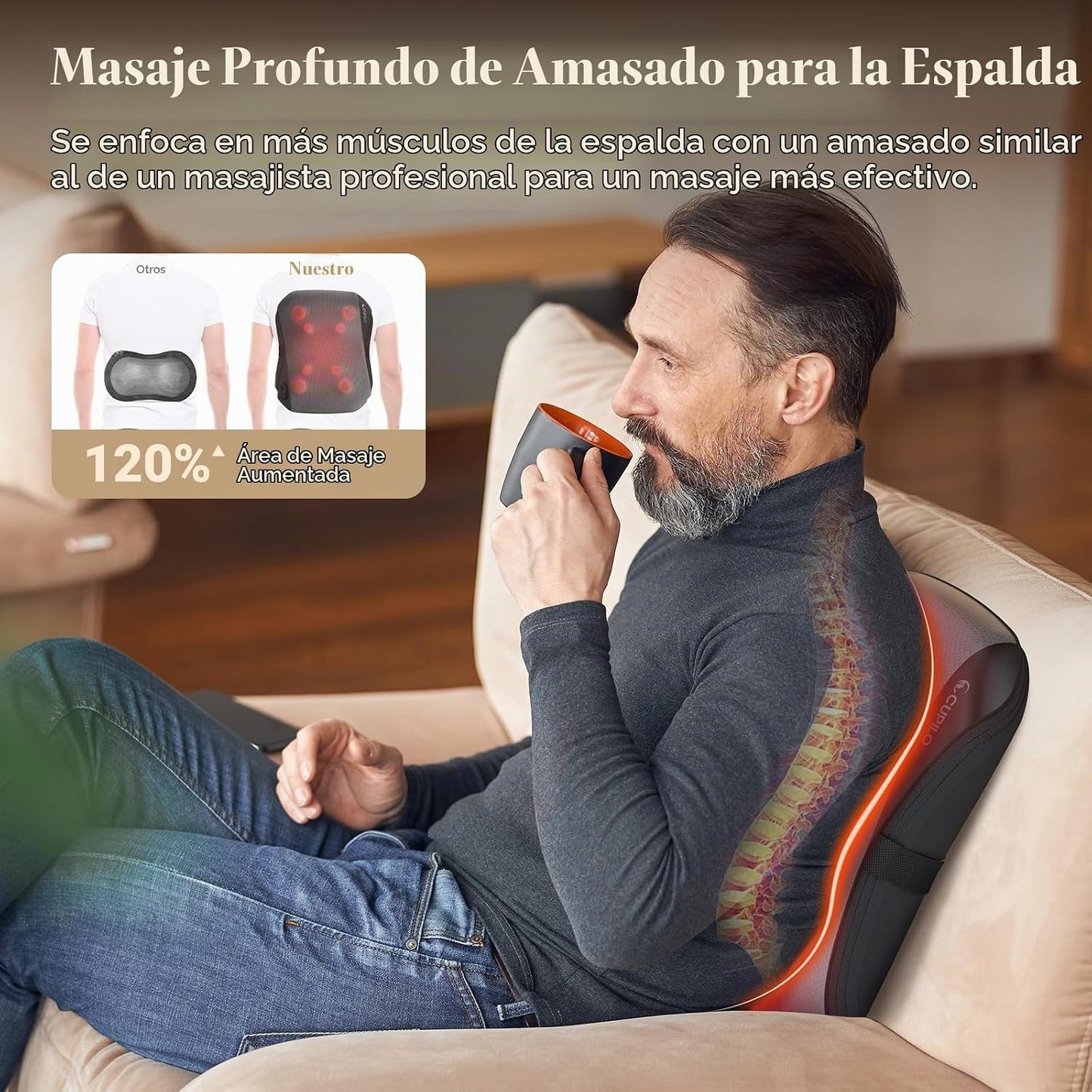 CuPiLo Masajeador de espalda Shiatsu con calor, HSA elegible para F...