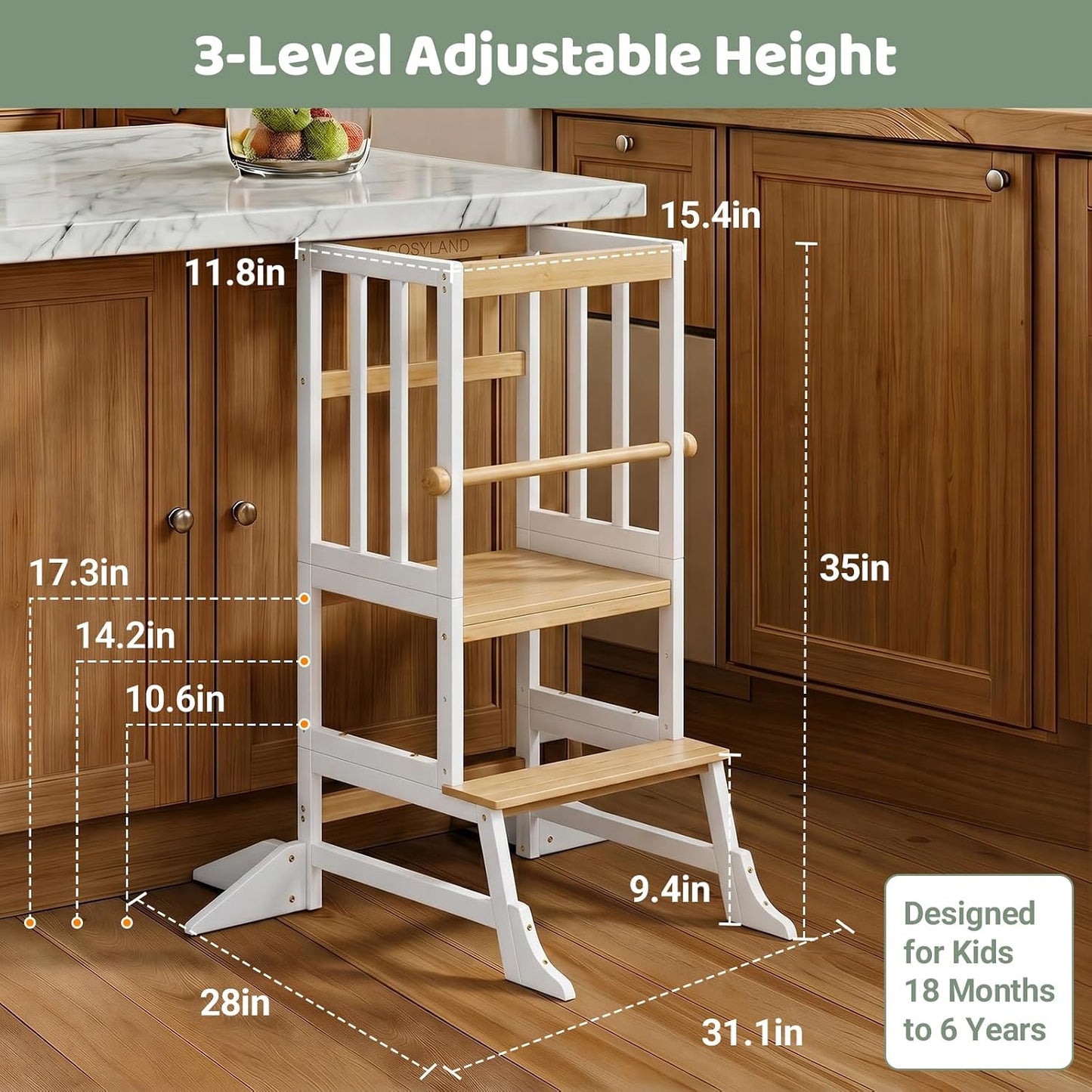 COSYLAND Torre de Pie para Niños Pequeños - Taburete de Cocina Ayud...