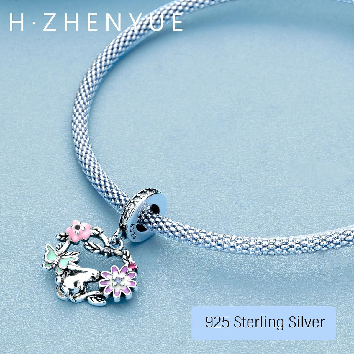 H.ZHENYUE Dijes de plata esterlina 925 con diseño de personaje de p...