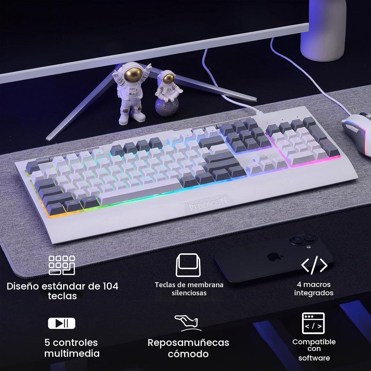 Redragon S151 Combo de Teclado y Mouse para Juegos, Teclado K525 co...