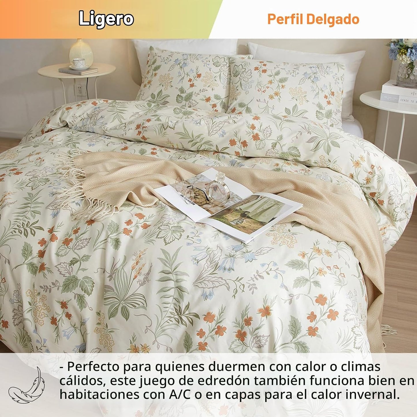 EAVD - Juego de edredón floral vintage fresco tamaño Twin XL, blanc...