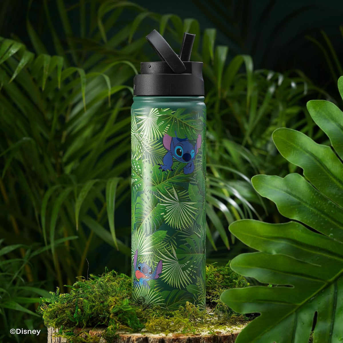 JoyJolt Disney Stitch-a-Boo - Botella de agua de acero inoxidable c...