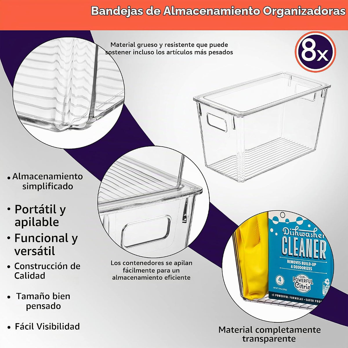 ClearSpace Contenedores de almacenamiento de plástico modernos con...
