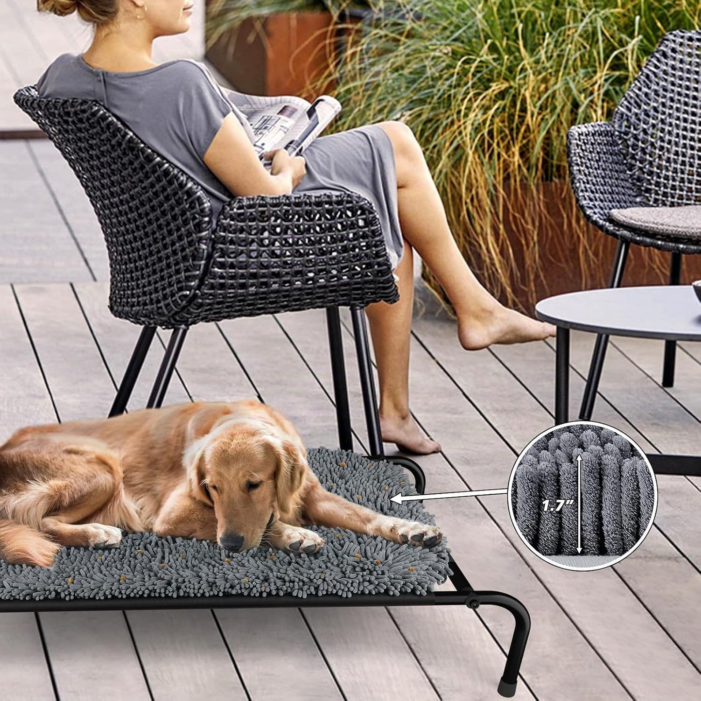 Rundik Cama Elevada para Perros con Función de Alfombrilla Olfativa...