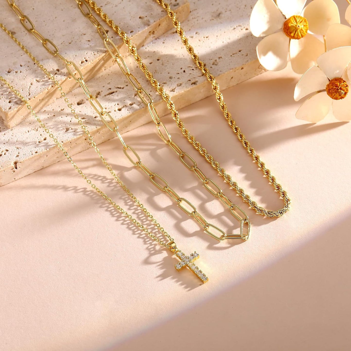 CAROVO Collar en capas de oro\/plata para mujer, chapado en oro\/pl...