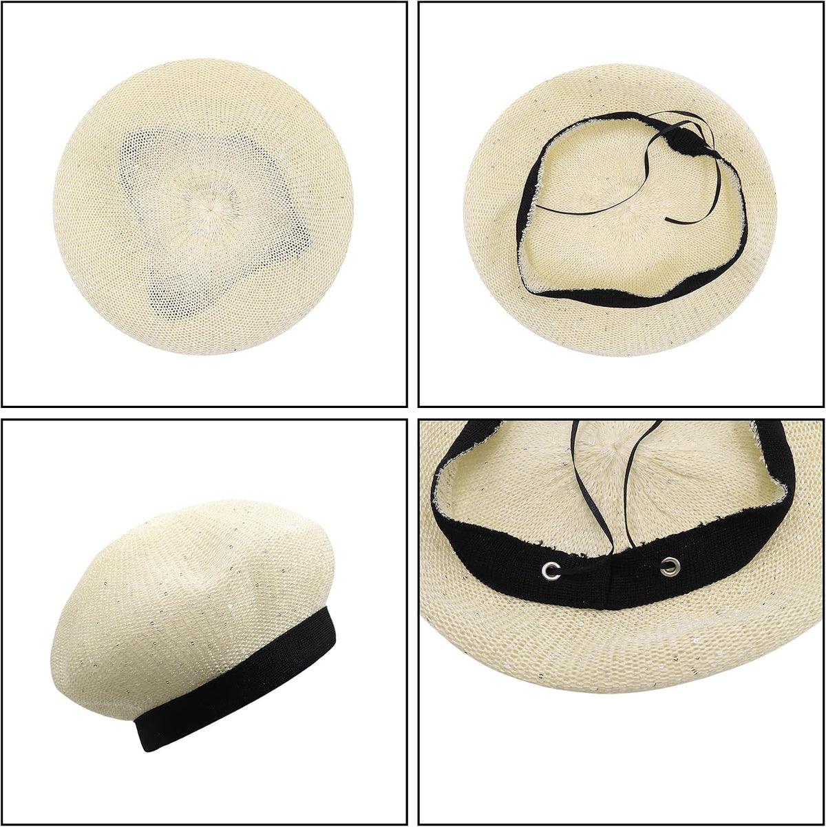 MOSSTYUS Boina ligera de encaje para mujer, diseño floral, transpir...