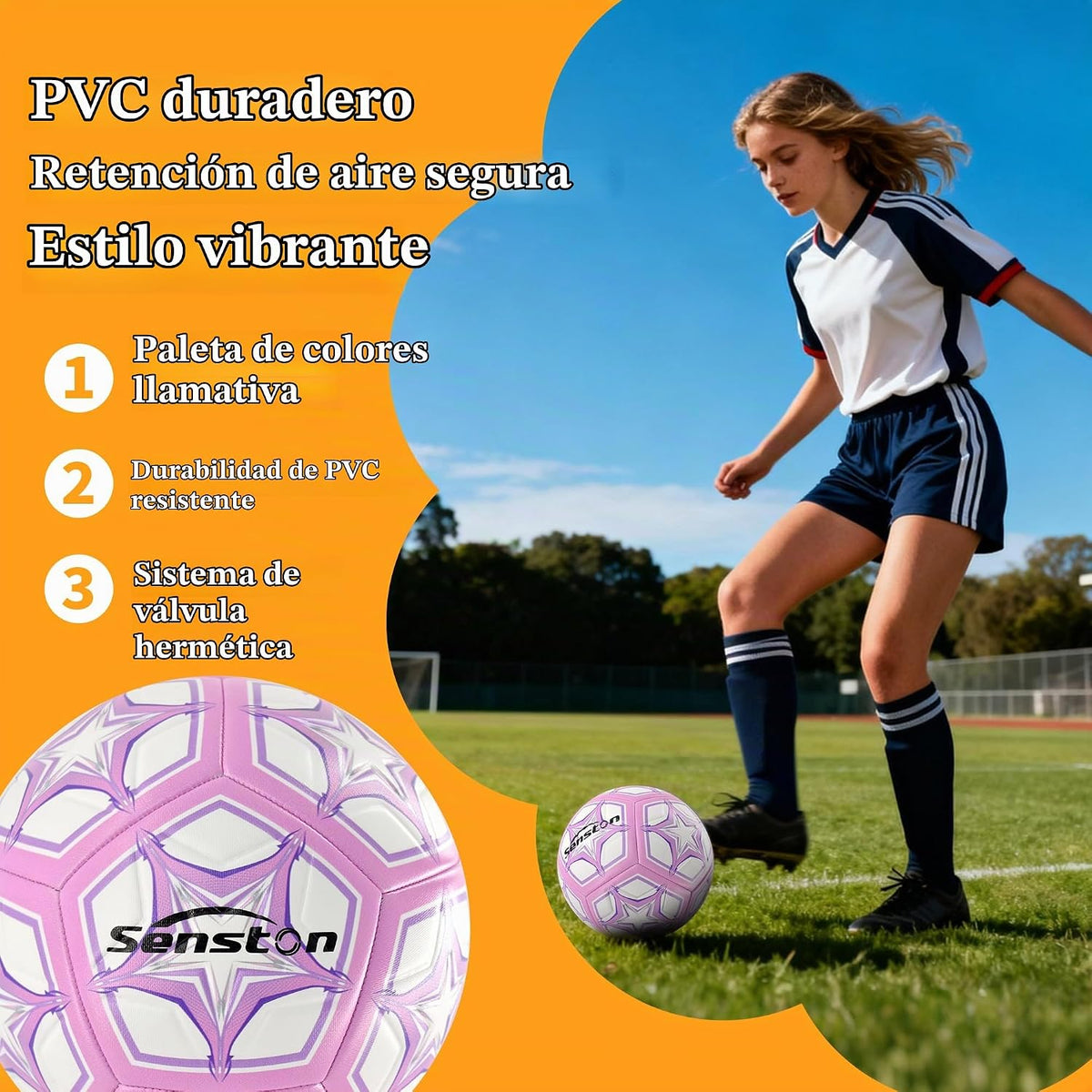 Senston Balón de fútbol talla 3 y talla 4 y talla 5 para niños y ad...