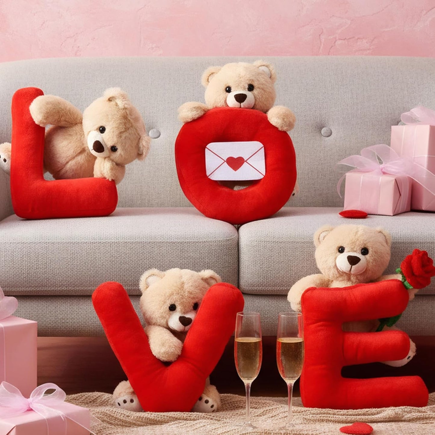 Jenaai 4 piezas de regalo de oso de peluche de San Valentín de 10 p...