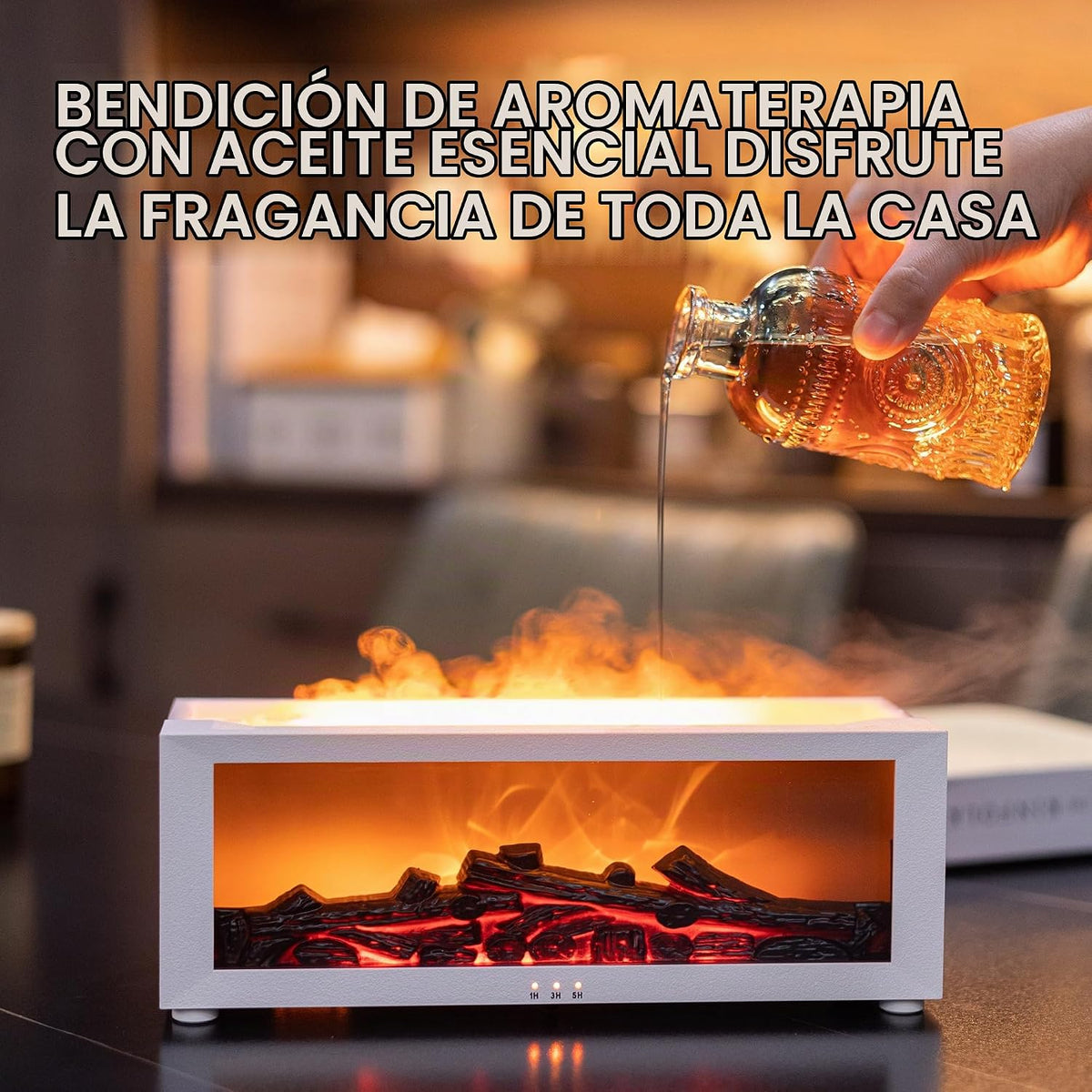 Difusor de aire con llama de chimenea TMEHM, humidificador de 7 col...