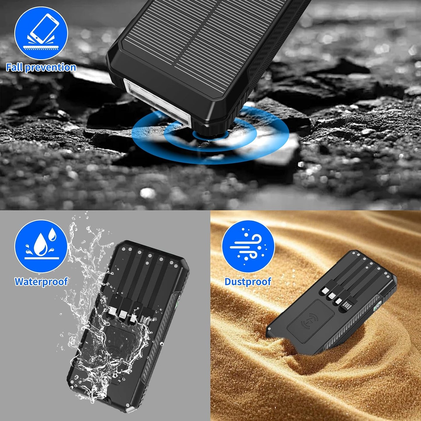FCJZX Banco de Energía Cargador Solar 49800mAh, Carga Inalámbrica P...