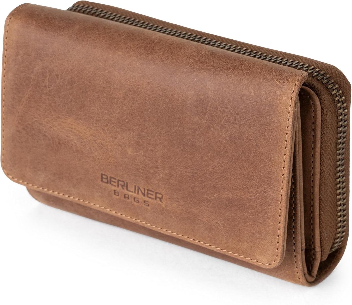 BERLINER BAGS Cartera vintage de piel auténtica Viena, con bloqueo...