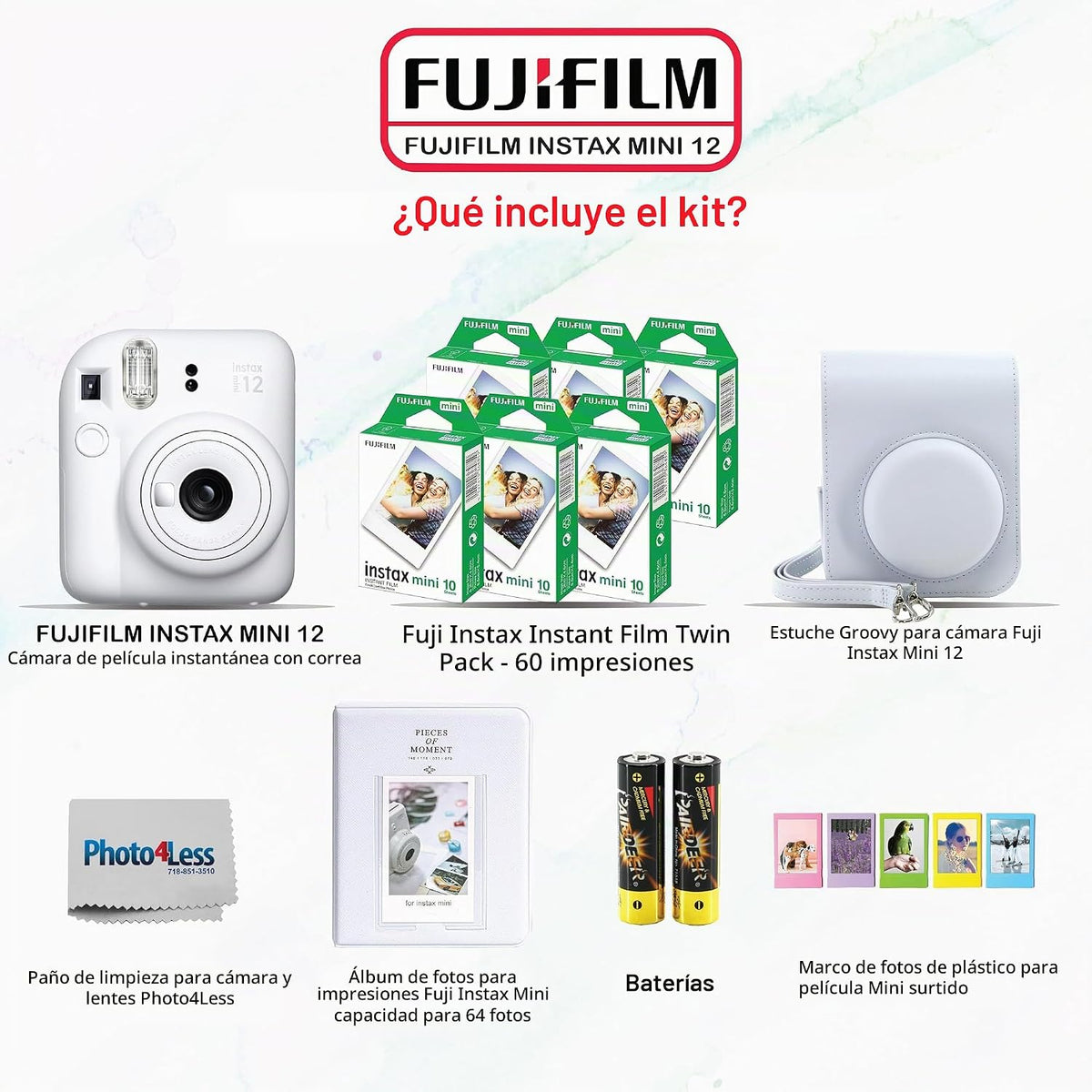 Fujifilm - Paquete de cámara instantánea Instax Mini 12 con películ...