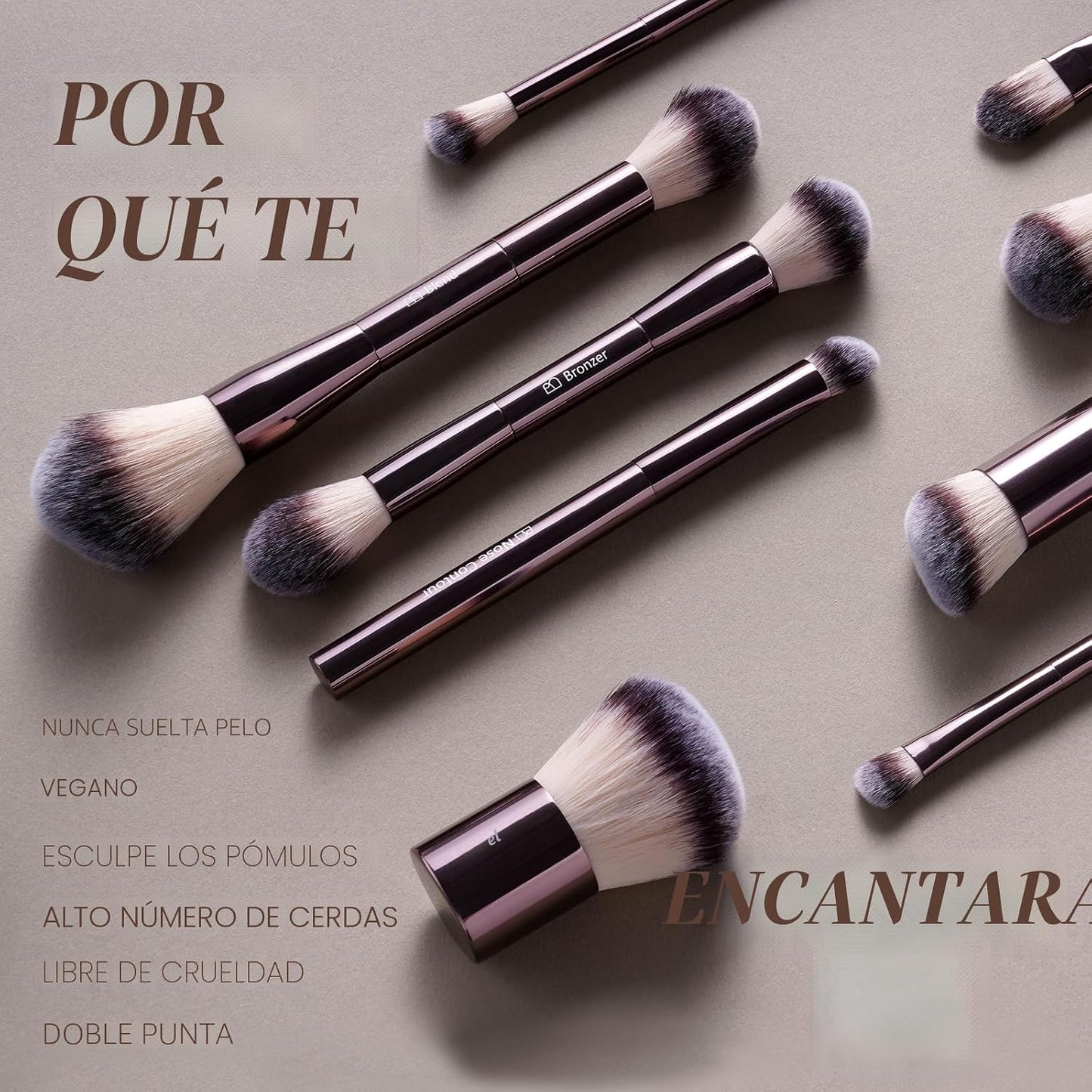 BS-MALL Brocha de maquillaje profesional con estuche de viaje, incl...