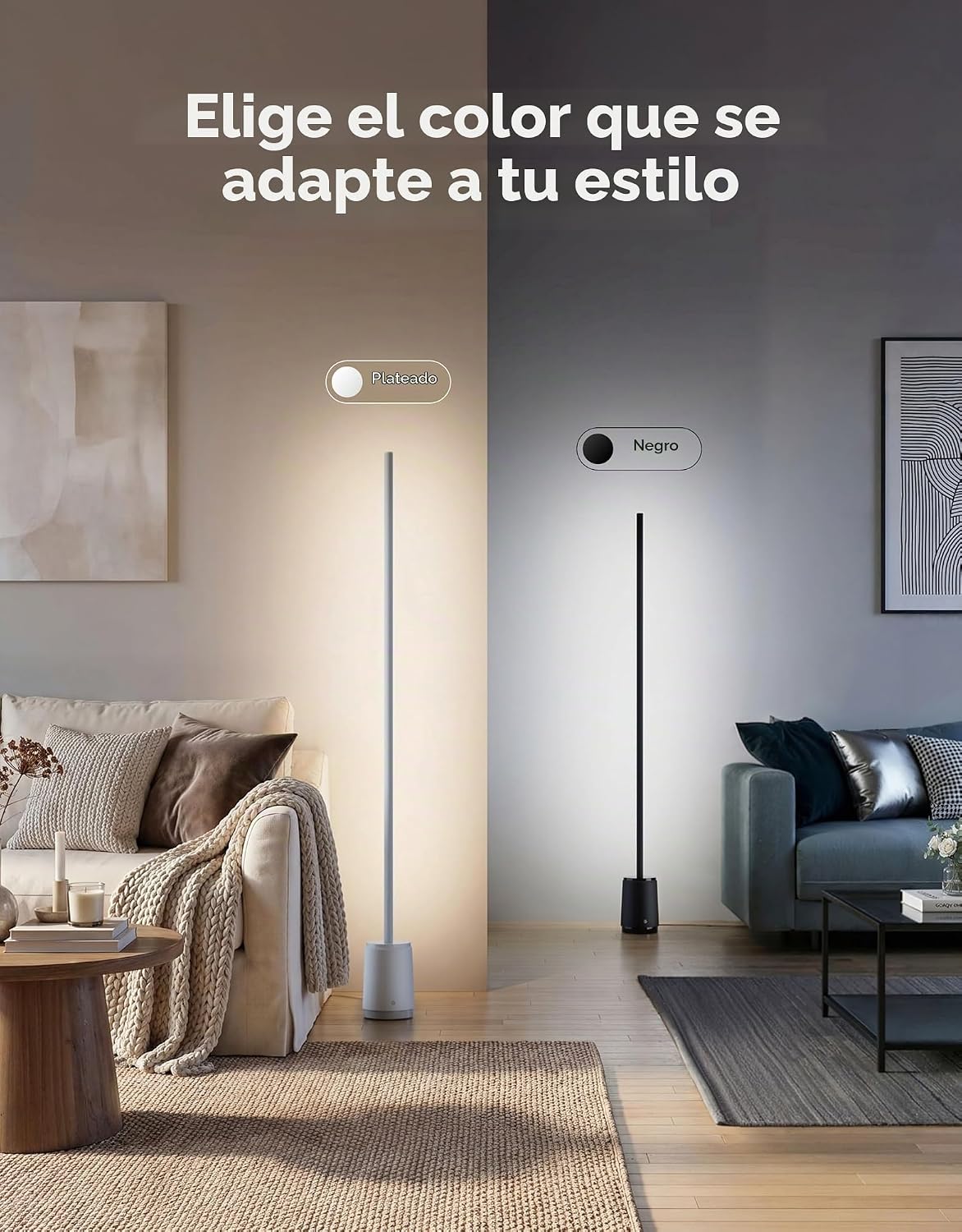 Govee Lámpara de pie de 3 lites, lámpara de esquina LED RGBIC intel...