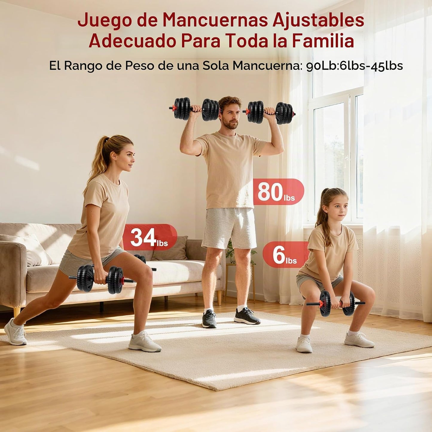 SCEPKN Juego de mancuernas ajustables, juego de pesas libres de 10\...