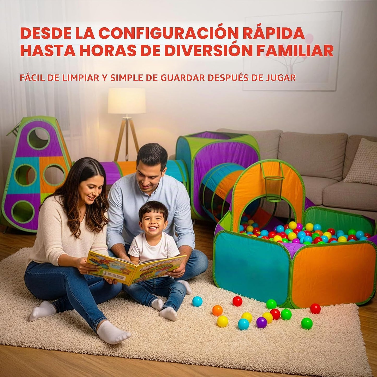 Playz Tienda de campaña desplegable de 5 piezas para niños, túnel d...