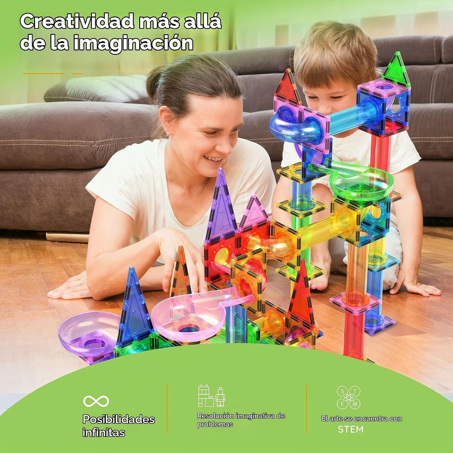 PicassoTiles Juego de construcción con 150 piezas magnéticas Juguet...