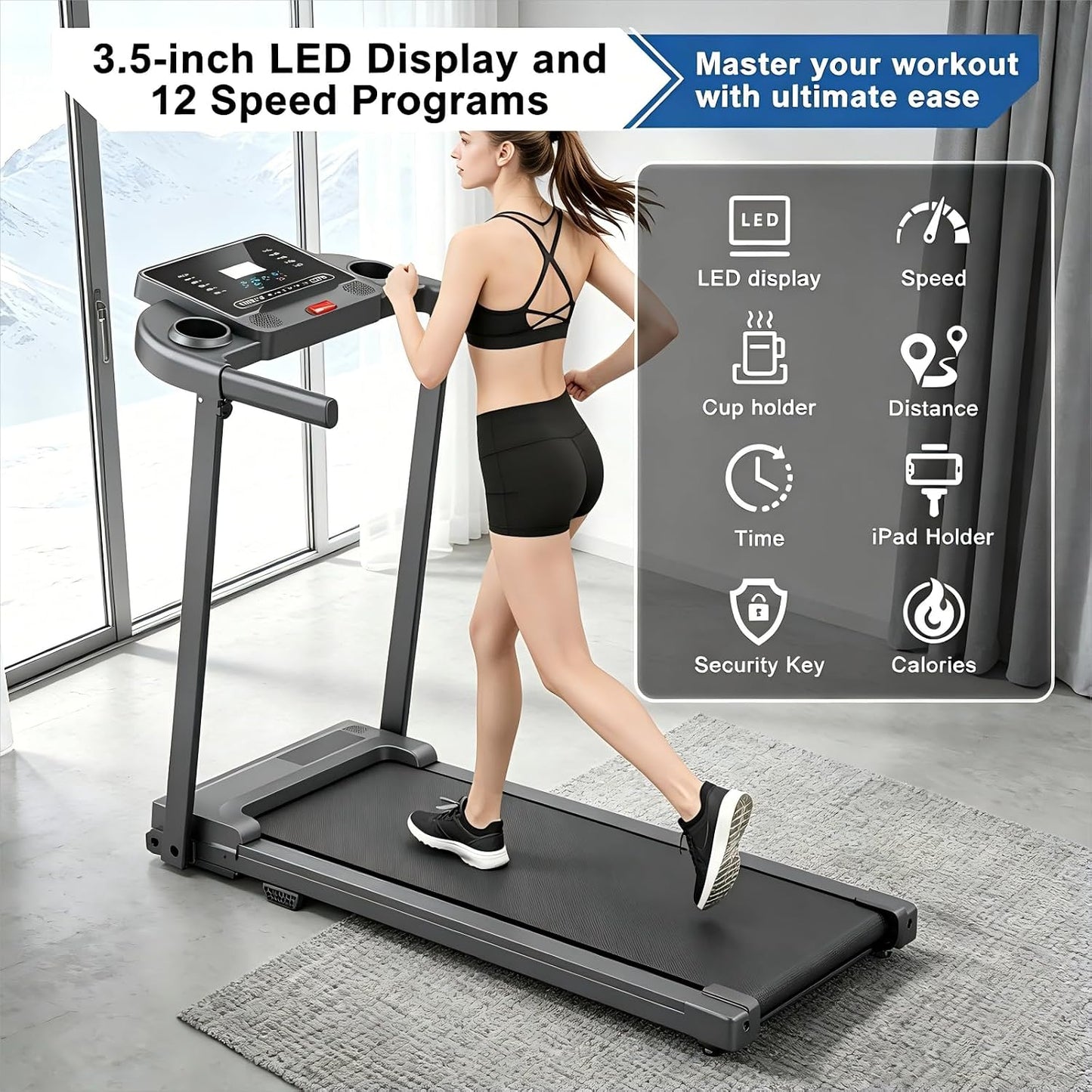 Pcrignbm Cintas de correr para el hogar caminadora plegable | Con b...