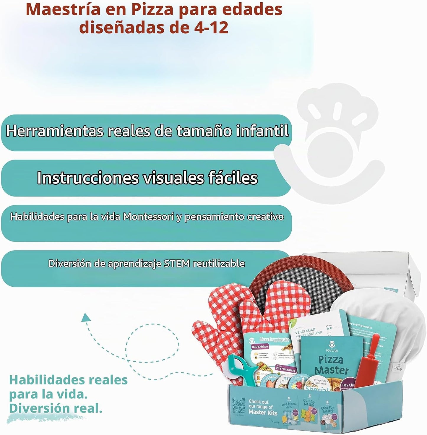 Tovla Jr. Kit de cocina de pizza real definitivo para niños, divert...