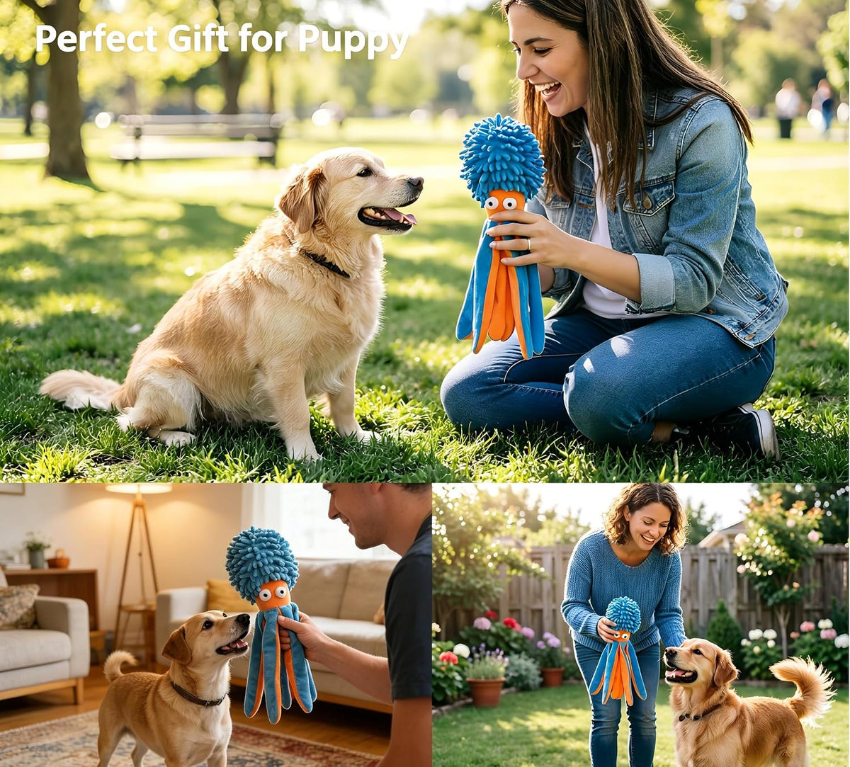 Paquete de 2 juguetes chirriantes para perros, juguetes de peluche...