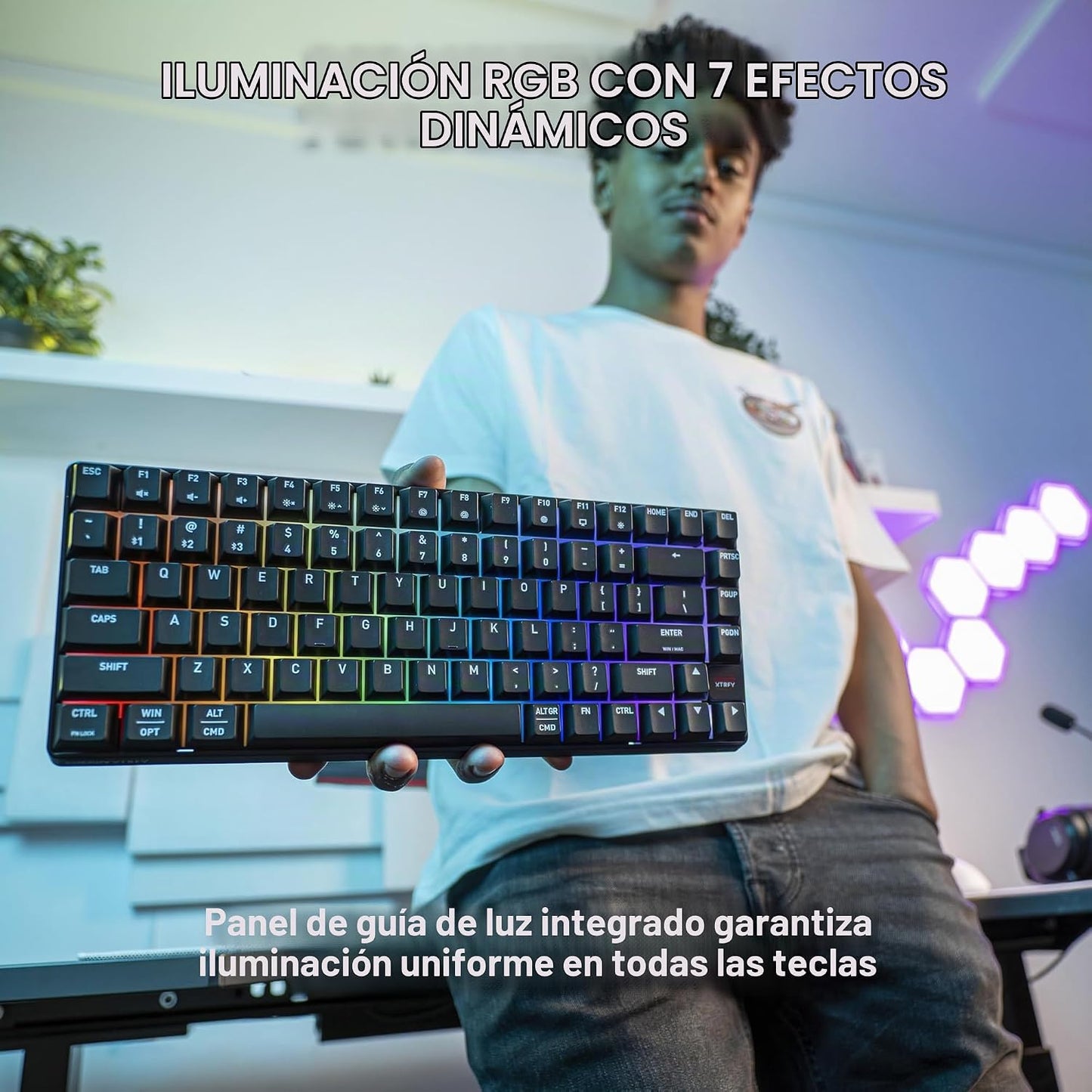 CHERRY XTRFY K33 - Teclado compacto inalámbrico, 75% Mem-chanical p...