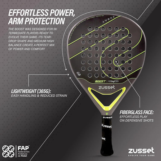 ZUSSET Pala Pádel Boost 2025 | Pala Padel Forma de Lágrima | 365gr...