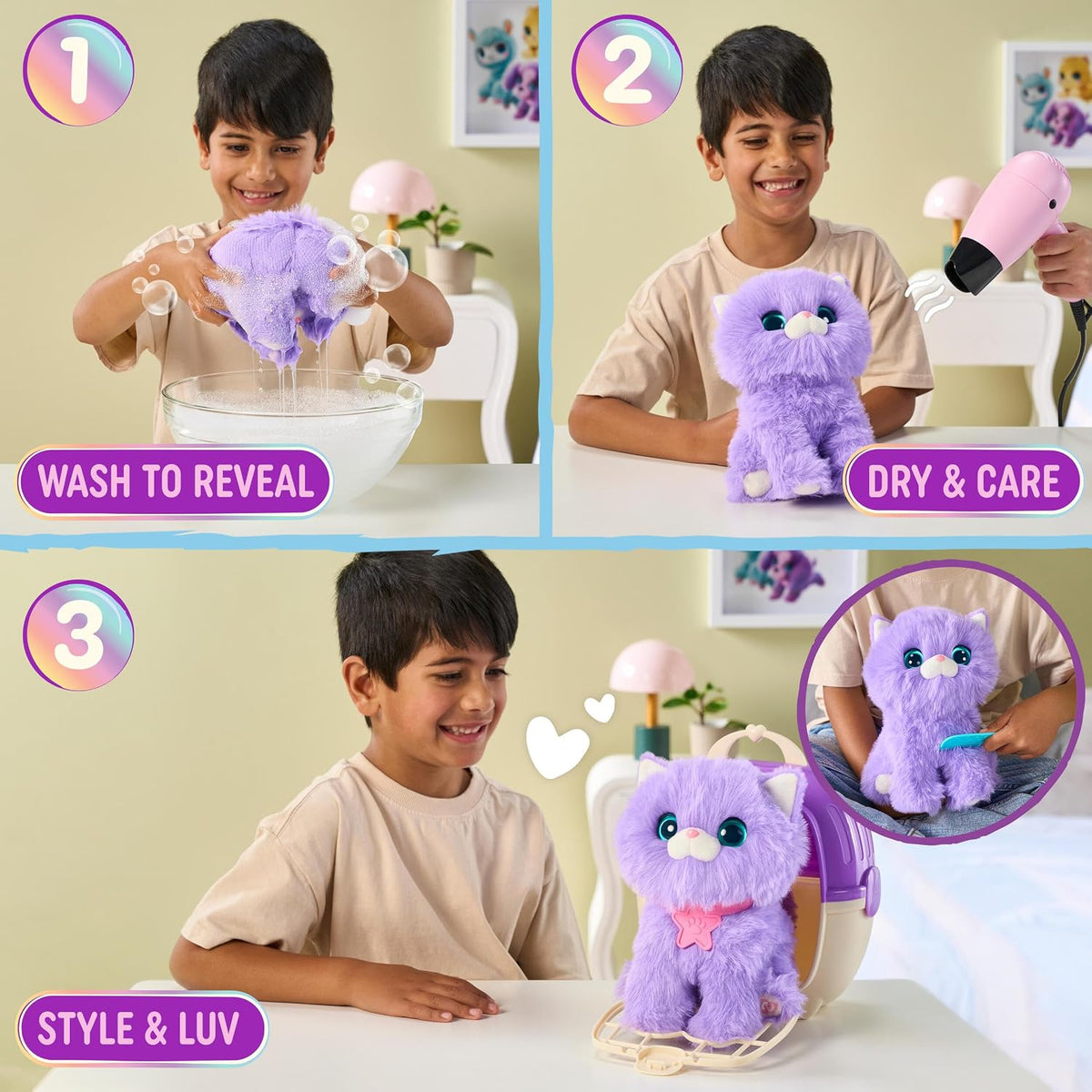 ScruffaLuvs Pet Scruffs - Gatito - Juguete de peluche misterioso, 7...