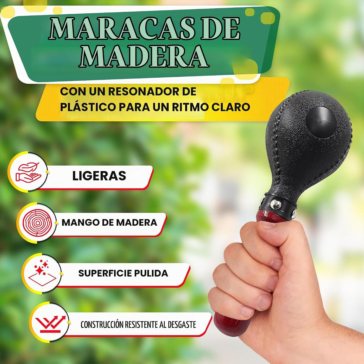 Maracas para adultos y niños, 2 piezas, 10.2 pulgadas, plástico ABS...