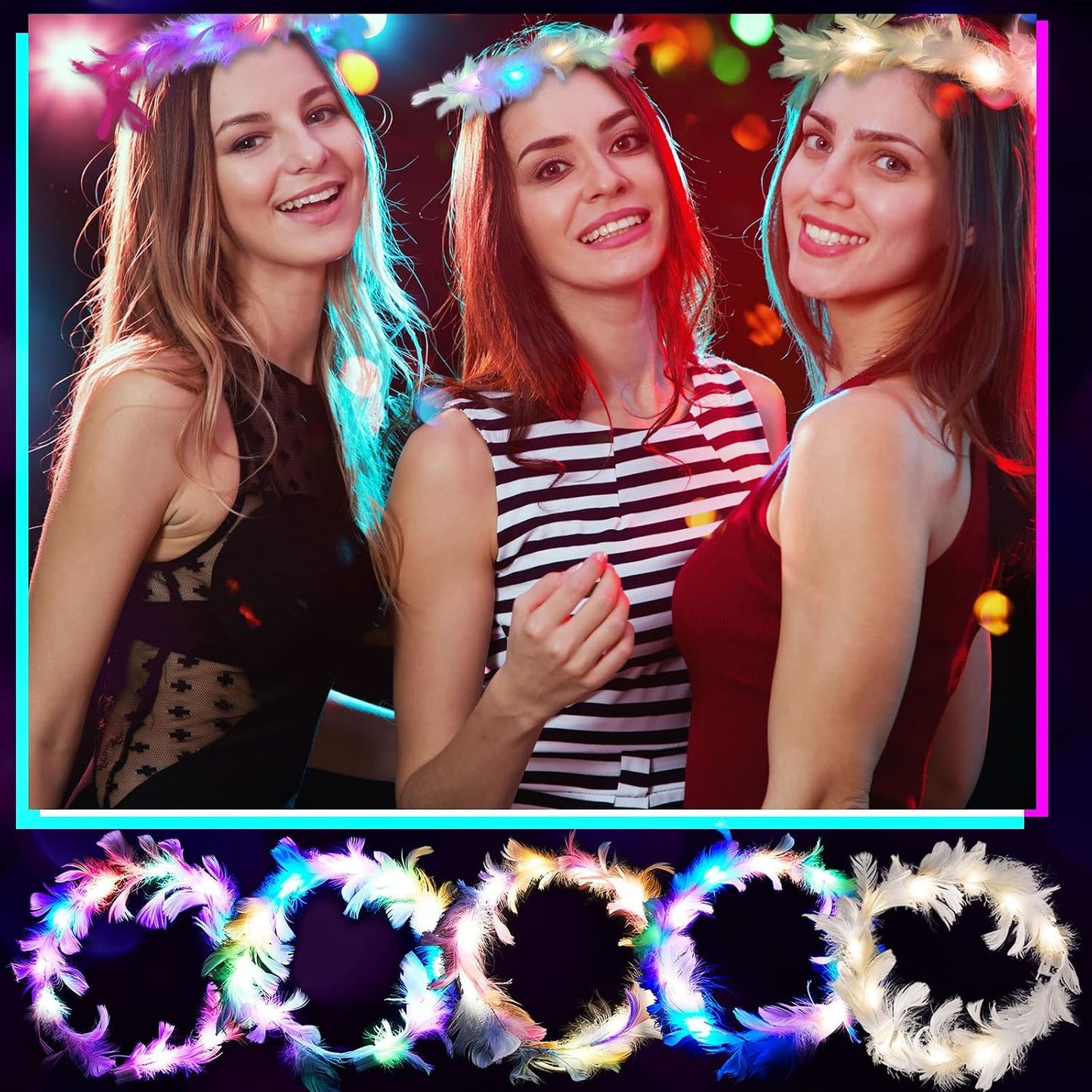 Taiyin - 100 diademas LED de plumas para bodas, varios colores | Co...