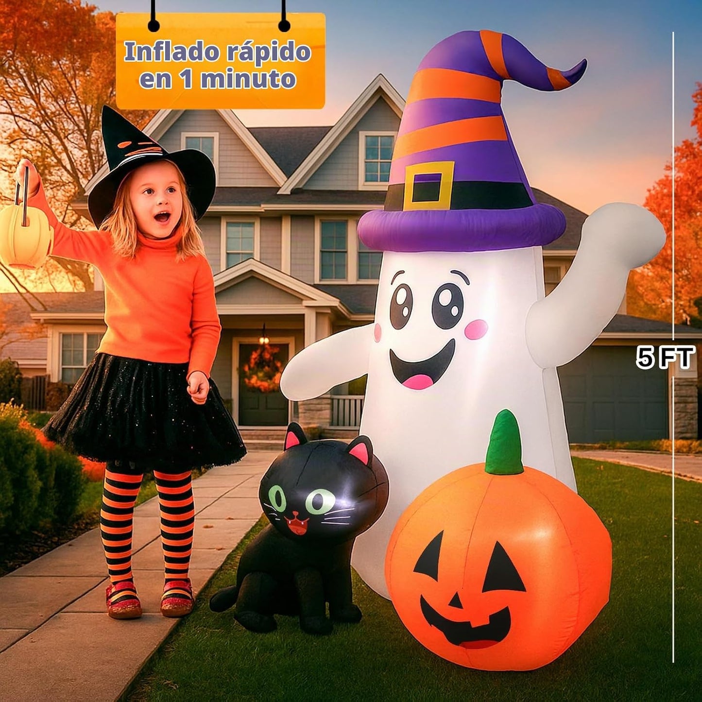 Inflables de Halloween de 5 pies, bonitas decoraciones de Halloween...