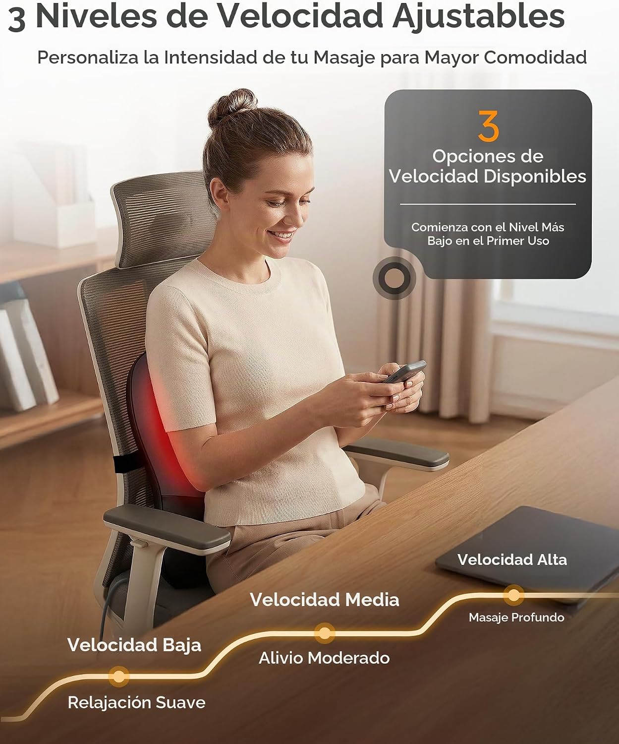 YESMILE Almohada masajeadora de cuello con calor, almohada de masaj...