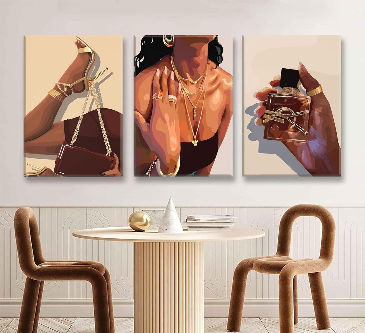 3 piezas de arte de pared de niña negra, lienzo afroamericano, foto...