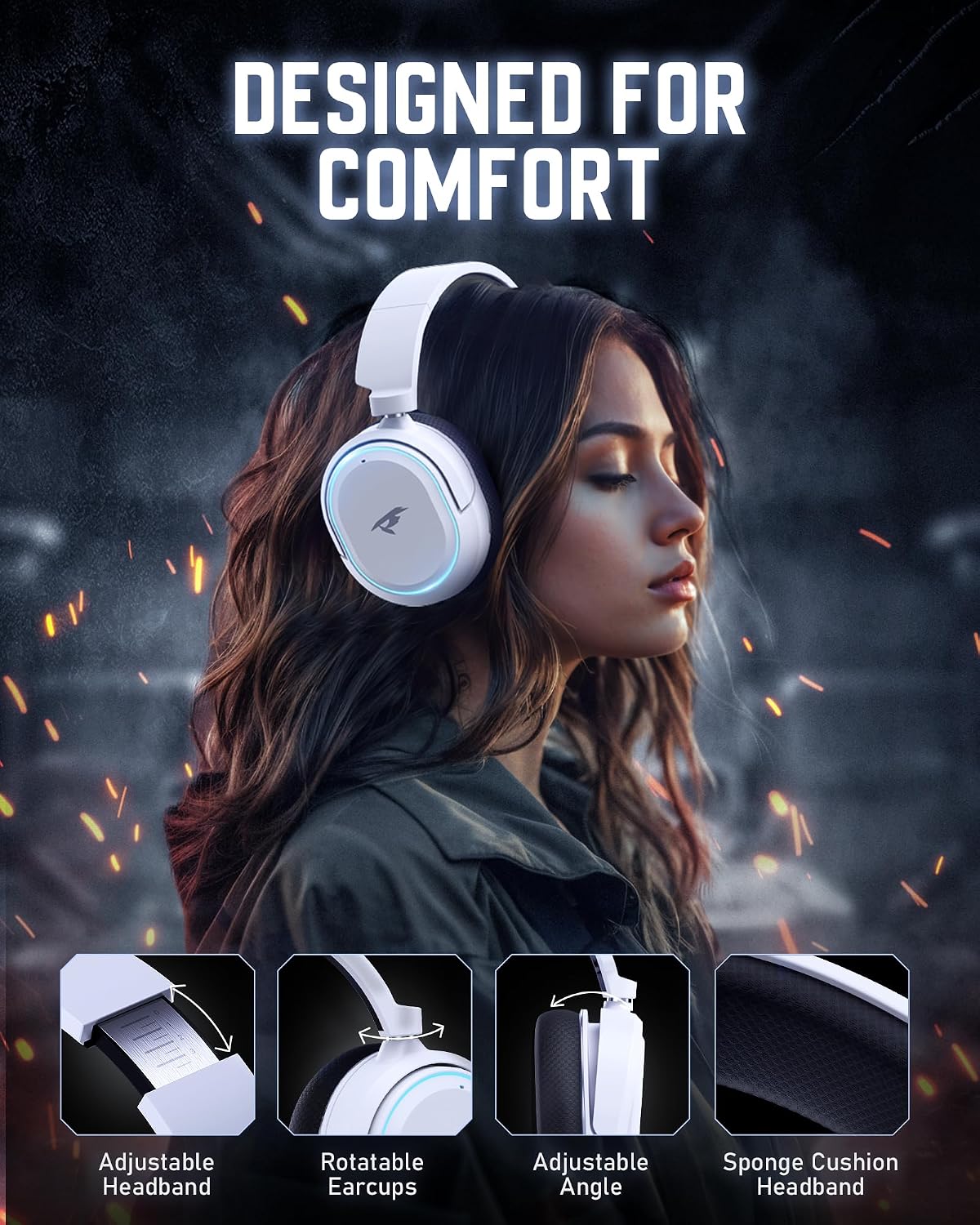 Auriculares inalámbricos para juegos, sonido envolvente 7.1, auricu...