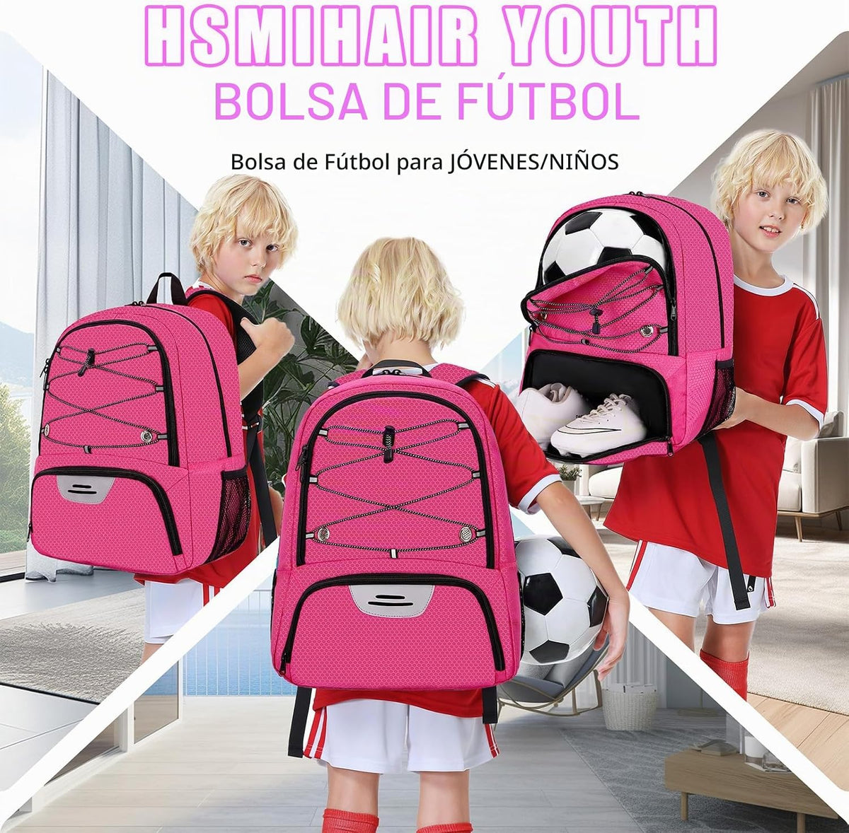 Hsmihair - Mochila de fútbol juvenil - Mochila para fútbol y balonc...