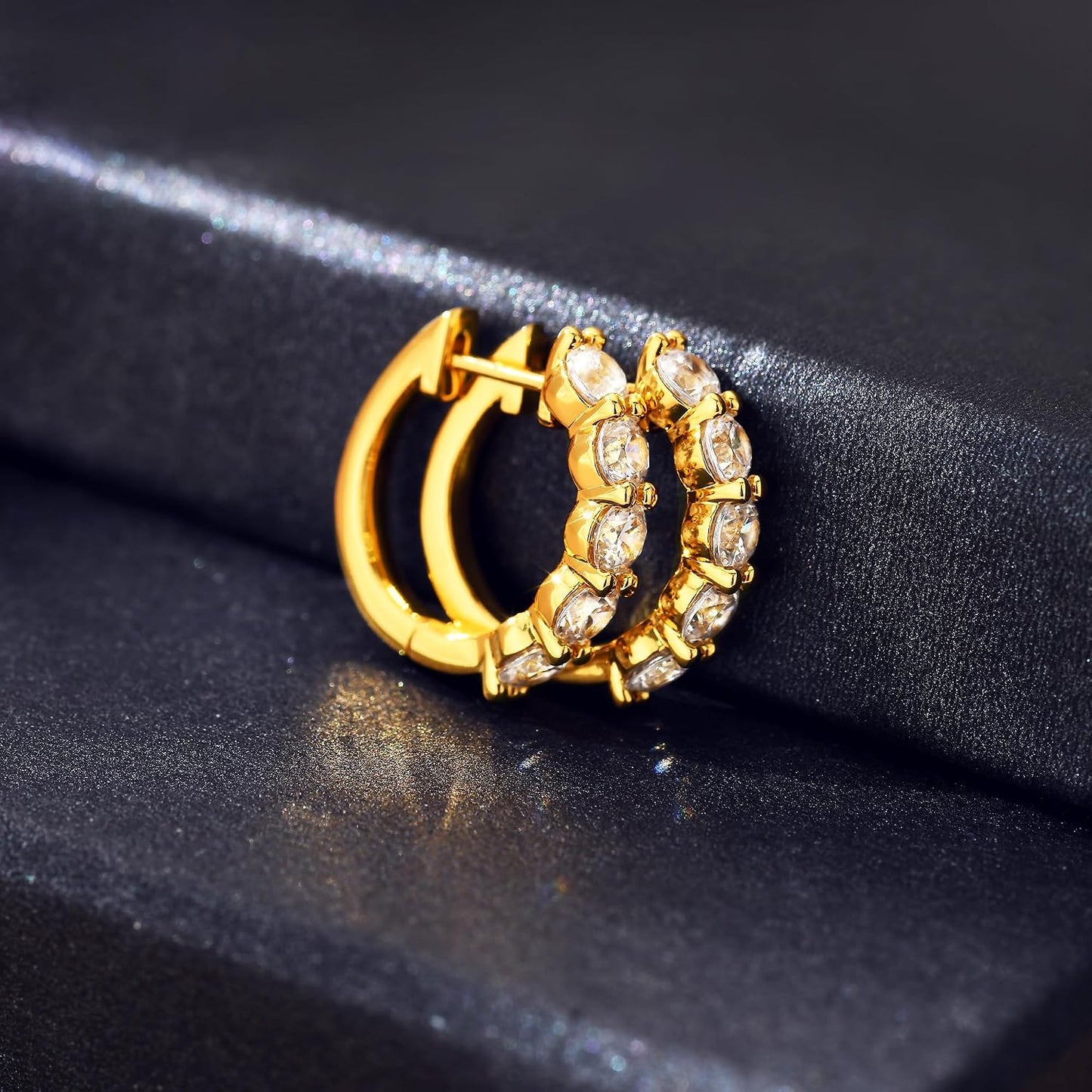 Aretes de aro de plata esterlina con circonita cúbica y aretes de o...
