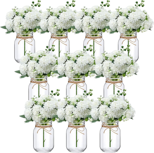 XunYee Juego de 10 Centros de Mesa de Frascos Mason con Flores, Jar...