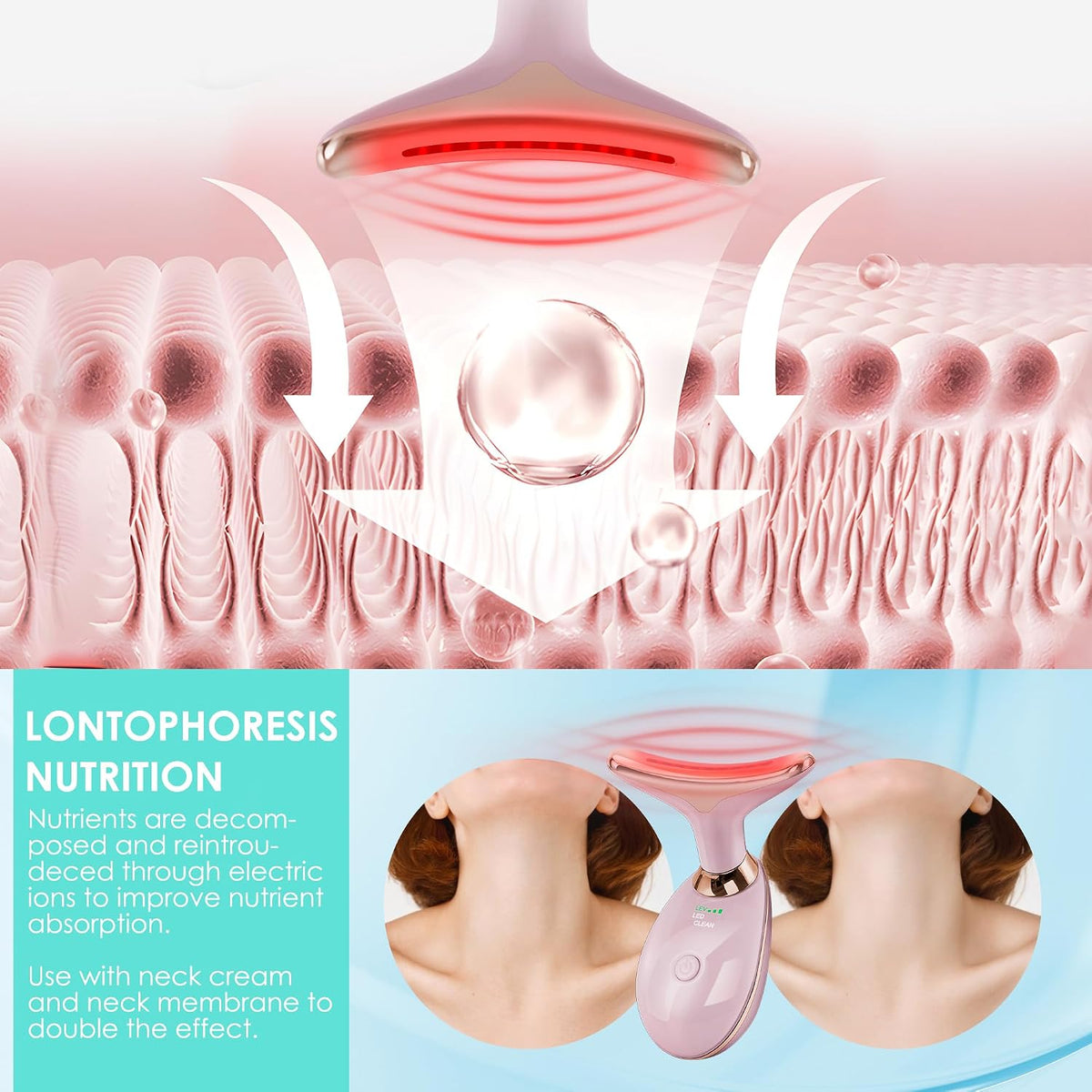 Doset - Masajeador con terapia de luz roja para rostro y cuello, va...