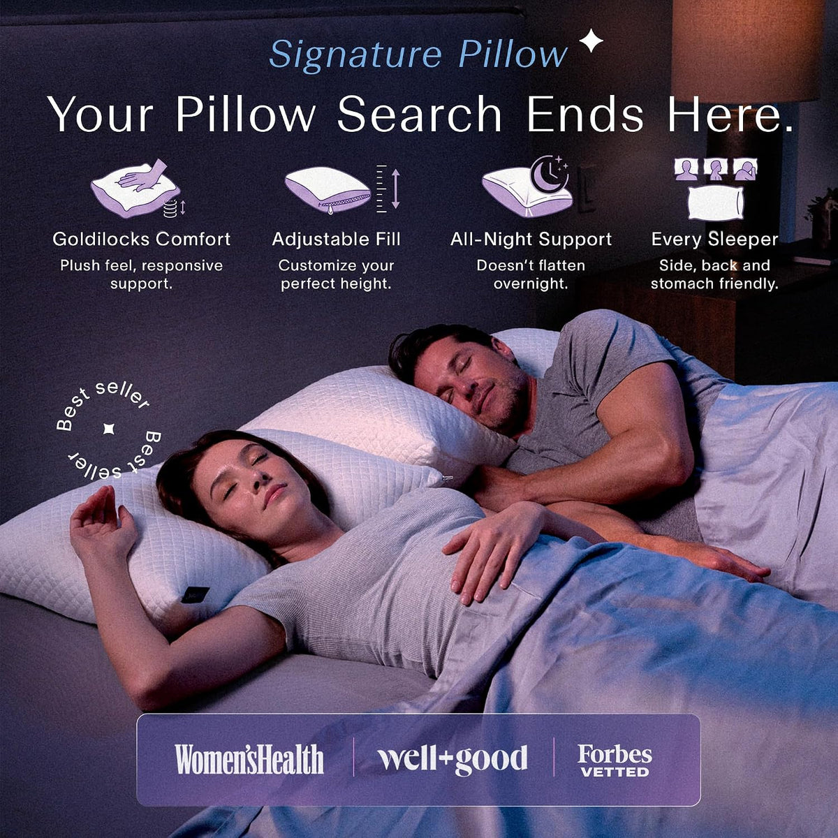 DreamyBlue Almohada Signature con Loft Ajustable \u2022 Relleno de...