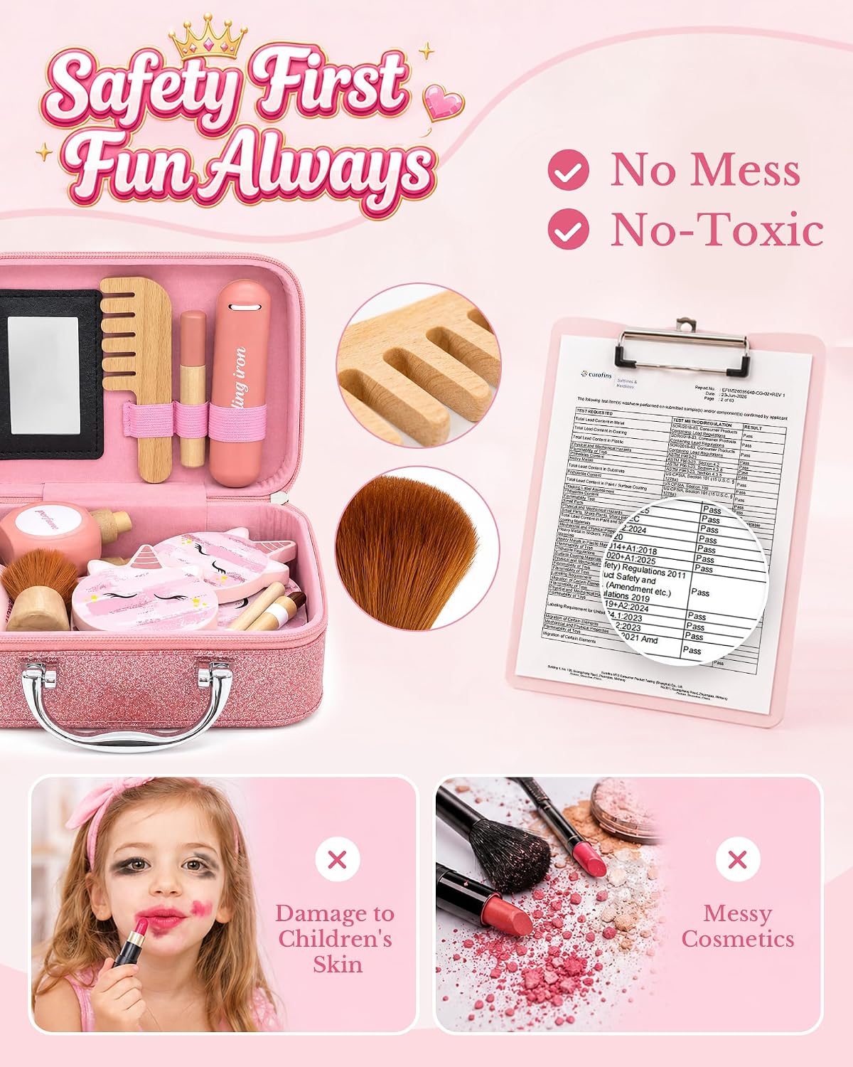 TEKFUN Juego de maquillaje de unicornio de madera para peones | Mad...