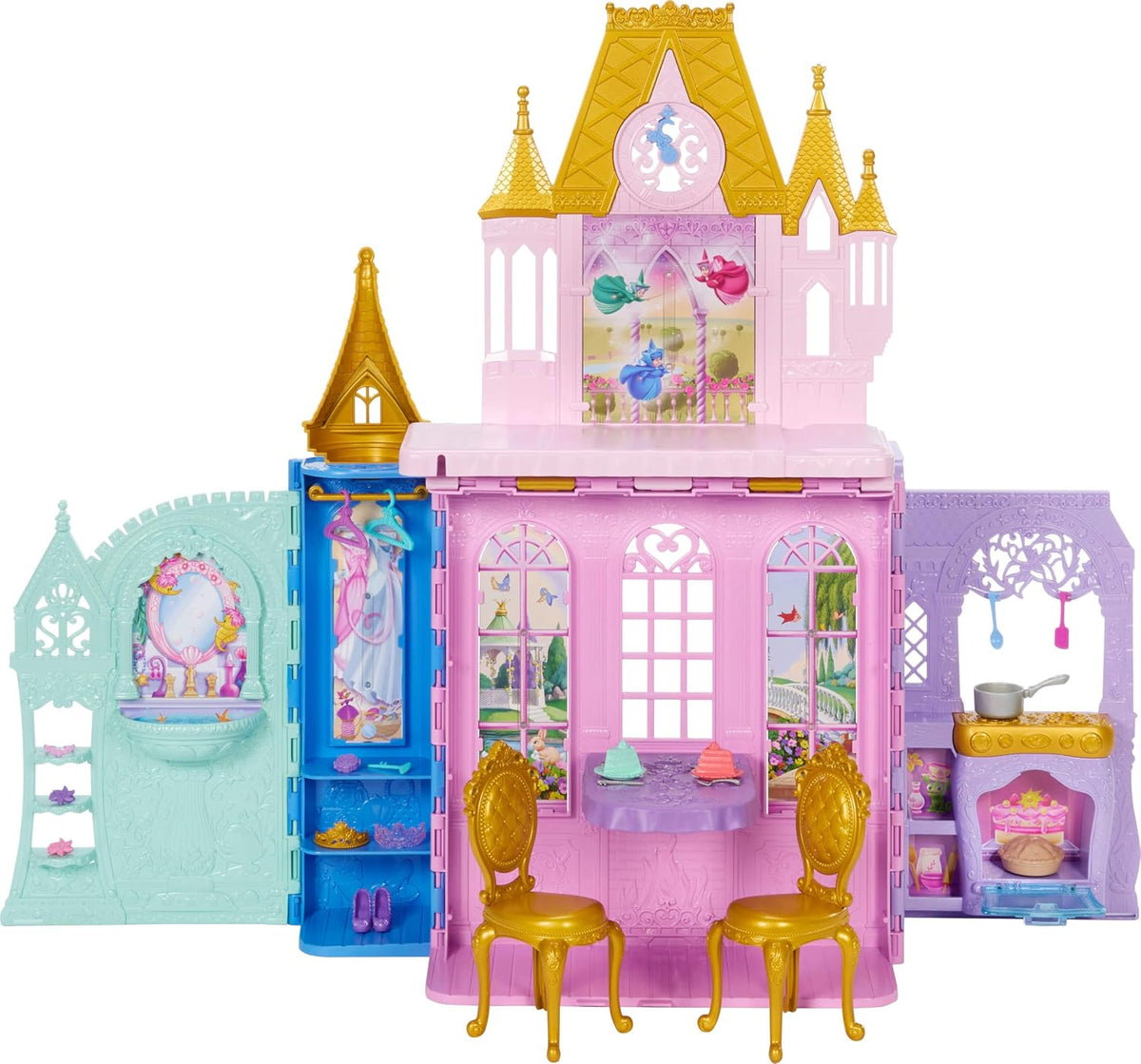 Mattel Disney Princess Castle - Casa de muñecas con 5 áreas de jueg...