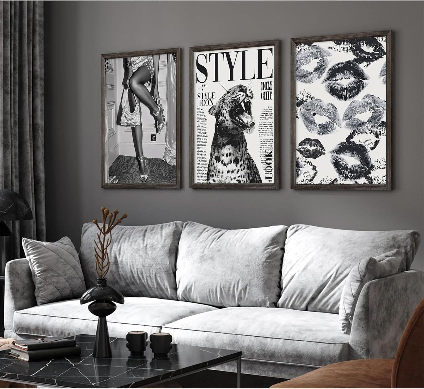 Arte de Pared de Leopardo de Moda Lienzo de Guepardo Blanco y Negro...