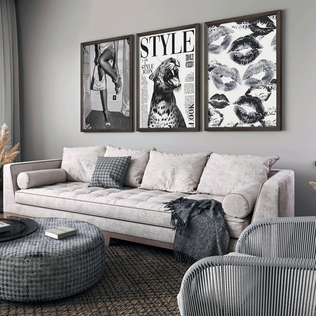 Arte de Pared de Leopardo de Moda Lienzo de Guepardo Blanco y Negro...
