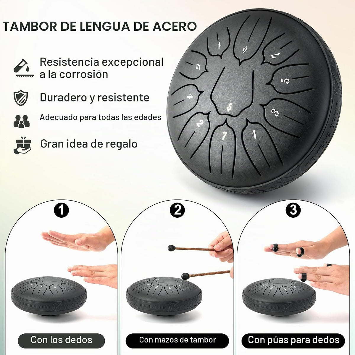 Harmuhos Tambor de lluvia para exterior, 6 pulgadas, 11 notas D, ta...